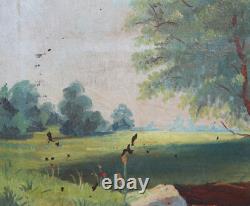 Antique european large oil painting landscape