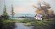 Antique Impressionist Oil Painting Forest House Landscape
