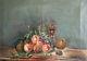 Antique Large Impressionist Still Life With Fruits Oil Painting Signed