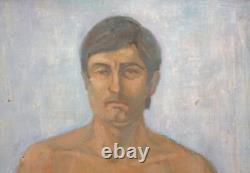 Antique large oil painting man portrait