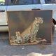 Antique Oil Painting By Anderson. Leopard And Cub, Excellent Condition