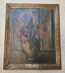 Antique oil painting framed large