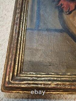 Antique oil painting framed large