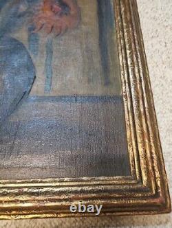 Antique oil painting framed large