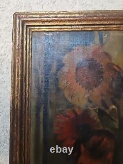 Antique oil painting framed large