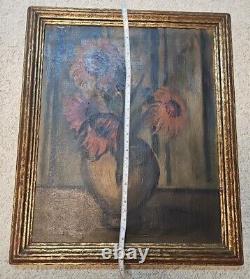 Antique oil painting framed large