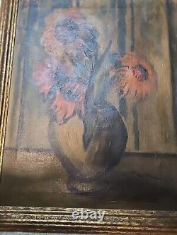 Antique oil painting framed large