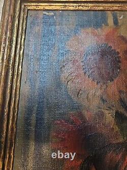 Antique oil painting framed large