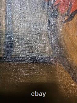 Antique oil painting framed large