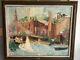 Antique Oil Painting Impressionist The Harbor On Canvas & Framed