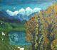 Antique Oil Painting Mountain Landscape