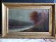 Antique Old Oil Painting. Beautiful Landscape Withlake And Mountains. Signed