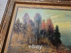 Antique original oil painting on canvas signed framed large