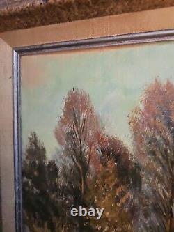 Antique original oil painting on canvas signed framed large