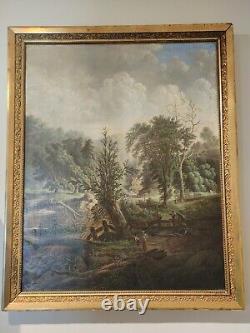 Antique painting, Pastoral Painting, Victorian Era, oil painting, large
