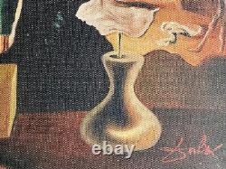 Antique painting oil on canvas signed SALVADOR DALI Large Size 19 X 27