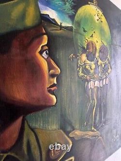 Antique painting oil on canvas signed SALVADOR DALI Large Size 19 X 27