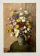 August Tremont Listed Artist Antique Floral Oil Painting On Linen Restoration