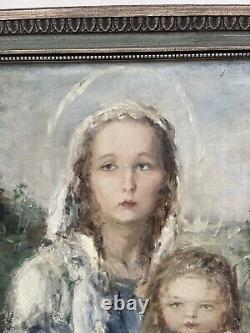 Aurel Naray Madonna and Child Large Antique Oil Painting (Hungarian, 1883-1948)