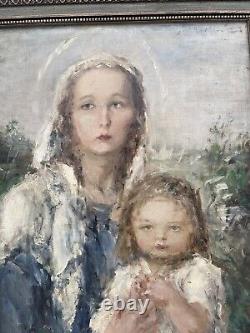 Aurel Naray Madonna and Child Large Antique Oil Painting (Hungarian, 1883-1948)