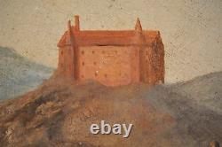 BEAUTIFUL Antique Oil Painting Mt. Landscape with Castle, Large, From London, FINE