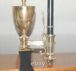BRASS DESK LAMP Student Oil Neoclassical Gold Black Mancave Large Glass Antique