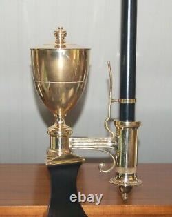 BRASS DESK LAMP Student Oil Neoclassical Gold Black Mancave Large Glass Antique
