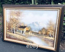 Beautiful stunning Original landscape oil painting Large 42x31 Signed H. Wilson