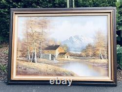 Beautiful stunning Original landscape oil painting Large 42x31 Signed H. Wilson