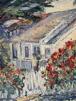 Bertha Walker Glass Antique Modern Landscape Impressionist Oil Painting Old 1945