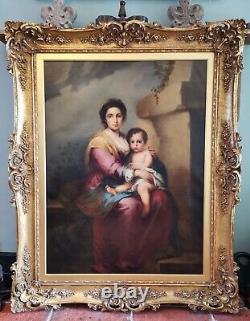 Bianchini, Madonna & Child French 19thC Large Fine Signed Antique Oil Painting