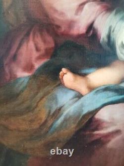 Bianchini, Madonna & Child French 19thC Large Fine Signed Antique Oil Painting