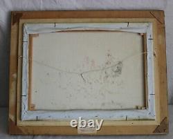 Big Vintage 29 Orig British Hunt Oil Painting Dog Horse Gold Gilt Frame Signed