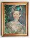 British, Russian, Impressionist Portrait Of A Lady Large Antique Oil Painting