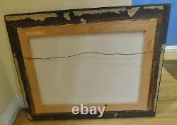 C. 1920 Tiger Oak Antique Frame & MCM Post Impressionist Boats Harbor D. Chambers