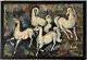 Cabral Antique Modern Abstract Horse Oil Painting Old Vintage Cubism Horses 60s