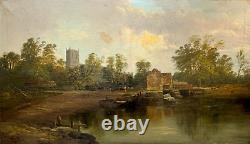 CHRISTINA ALLAN (1843-1920) ANTIQUE OIL PAINTING CHRISTIANCHURCH MILL UK 19th c