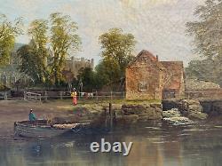 CHRISTINA ALLAN (1843-1920) ANTIQUE OIL PAINTING CHRISTIANCHURCH MILL UK 19th c