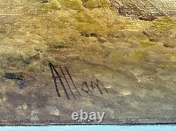 CHRISTINA ALLAN (1843-1920) ANTIQUE OIL PAINTING CHRISTIANCHURCH MILL UK 19th c