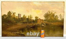 CHRISTINA ALLAN (1843-1920) ANTIQUE OIL PAINTING CHRISTIANCHURCH MILL UK 19th c