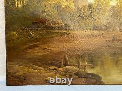 CHRISTINA ALLAN (1843-1920) ANTIQUE OIL PAINTING CHRISTIANCHURCH MILL UK 19th c