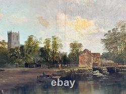 CHRISTINA ALLAN (1843-1920) ANTIQUE OIL PAINTING CHRISTIANCHURCH MILL UK 19th c