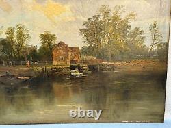 CHRISTINA ALLAN (1843-1920) ANTIQUE OIL PAINTING CHRISTIANCHURCH MILL UK 19th c