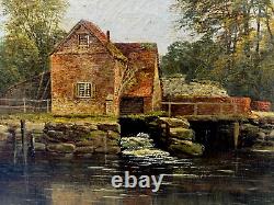 CHRISTINA ALLAN (1843-1920) ANTIQUE OIL PAINTING CHRISTIANCHURCH MILL UK 19th c