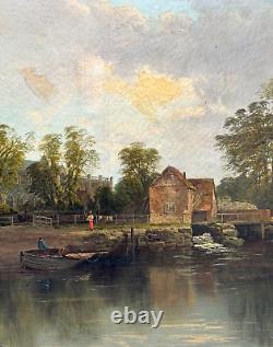 CHRISTINA ALLAN (1843-1920) ANTIQUE OIL PAINTING CHRISTIANCHURCH MILL UK 19th c