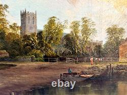 CHRISTINA ALLAN (1843-1920) ANTIQUE OIL PAINTING CHRISTIANCHURCH MILL UK 19th c