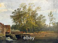 CHRISTINA ALLAN (1843-1920) ANTIQUE OIL PAINTING CHRISTIANCHURCH MILL UK 19th c