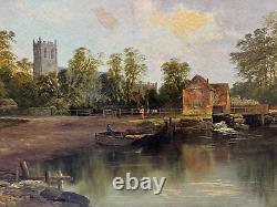 CHRISTINA ALLAN (1843-1920) ANTIQUE OIL PAINTING CHRISTIANCHURCH MILL UK 19th c