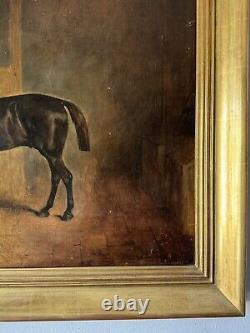 CLAUDE FERNELEY 19TH CENTURY BRITISH ANTIQUE HORSE & DOG OIL PAINTING OLD 1880s