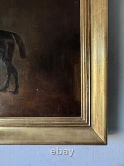 CLAUDE FERNELEY 19TH CENTURY BRITISH ANTIQUE HORSE & DOG OIL PAINTING OLD 1880s